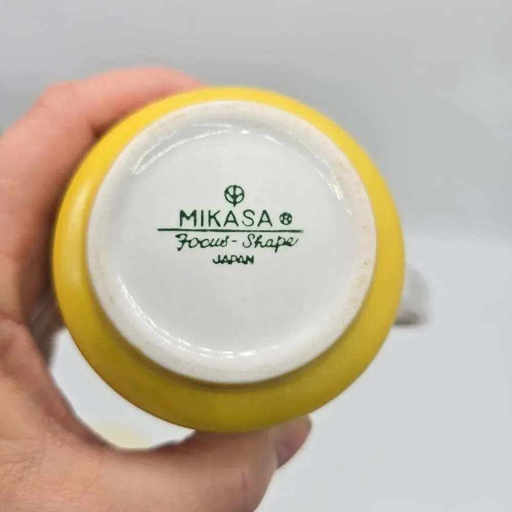 Vintage Mikasa Cera Stone Covered Sugar Bowl & Creamer Set Japan Yellow MCM